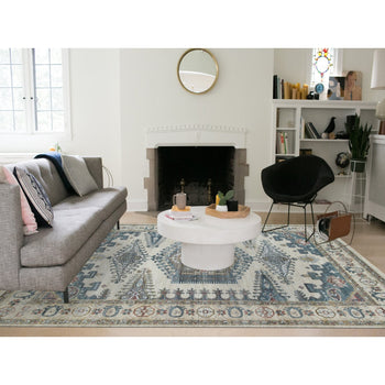 9'X12' Ivory Hand Knotted Wool Reimagined Viss Design Oriental Rug