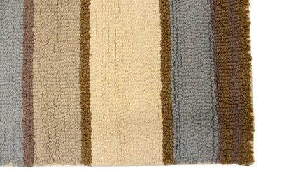 Hand-Tufted Multicolored Stripes Rug Modern Wool