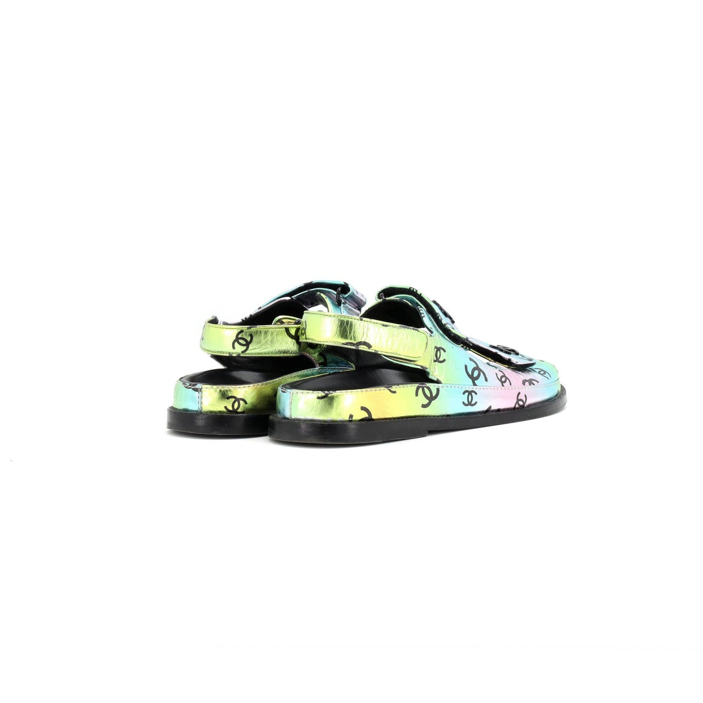 Chanel Women'S Dad Sandals Printed Laminated Leather