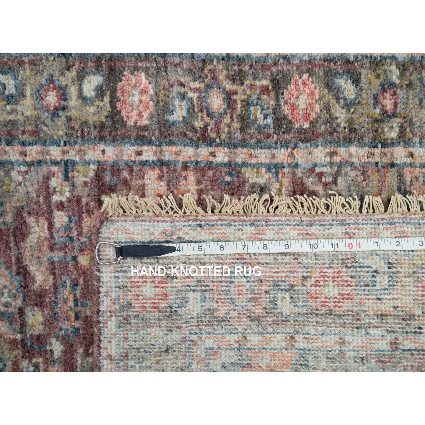 2'6"X11'9" Rosewood Red Heris Revival Soft Wool Hand Knotted Runner Rug