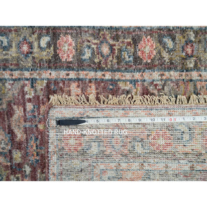 2'6"X11'9" Rosewood Red Heris Revival Soft Wool Hand Knotted Runner Rug