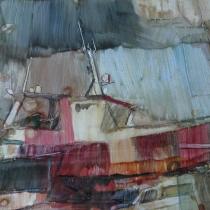Claude Binetruy Original Oil Painting Chantier Naval  La Turballe 15P Signed