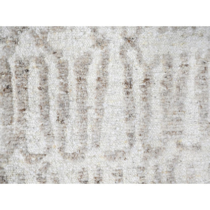 10'X13'10" Ivory Minimalist Swedish Design Hand Knotted Pure Wool Rug