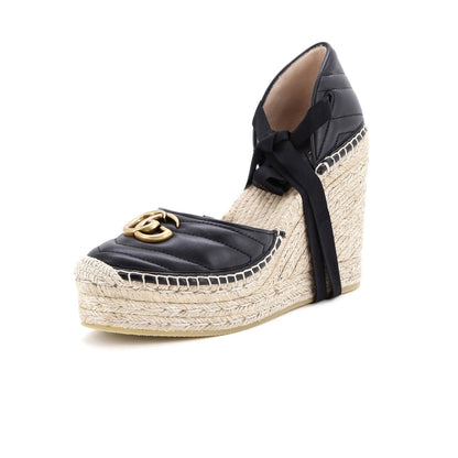 Gucci Women'S Gg Marmont Wedge Espadrilles Matelasse Leather