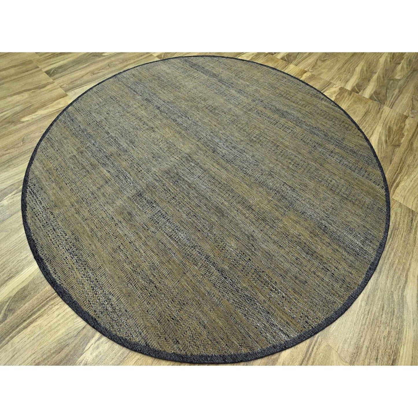 10'X10' Brown Pure Wool Rug Hand Knotted Distressed Grass Design Round