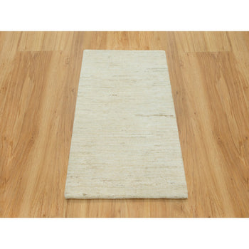 2'X3' White Denser Weave Wool Soft Touch Hand Knotted Runner Oriental Rug