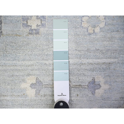 11'10"X16'3" Gray Wool Hand Knotted White Wash Peshawar Oversized Rug