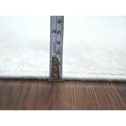 2'7"X18'9" White Wash Peshawar Leaf Design Hand Knotted Wool Runner Rug