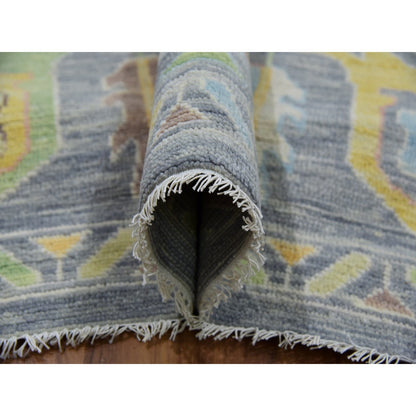 12'2"X18' Gray Hand Knotted Oushak Weave End Design 100% Wool Xl Rug