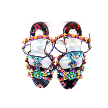 Christian Louboutin Women'S Goldora Heeled Sandals Studded Patent 100