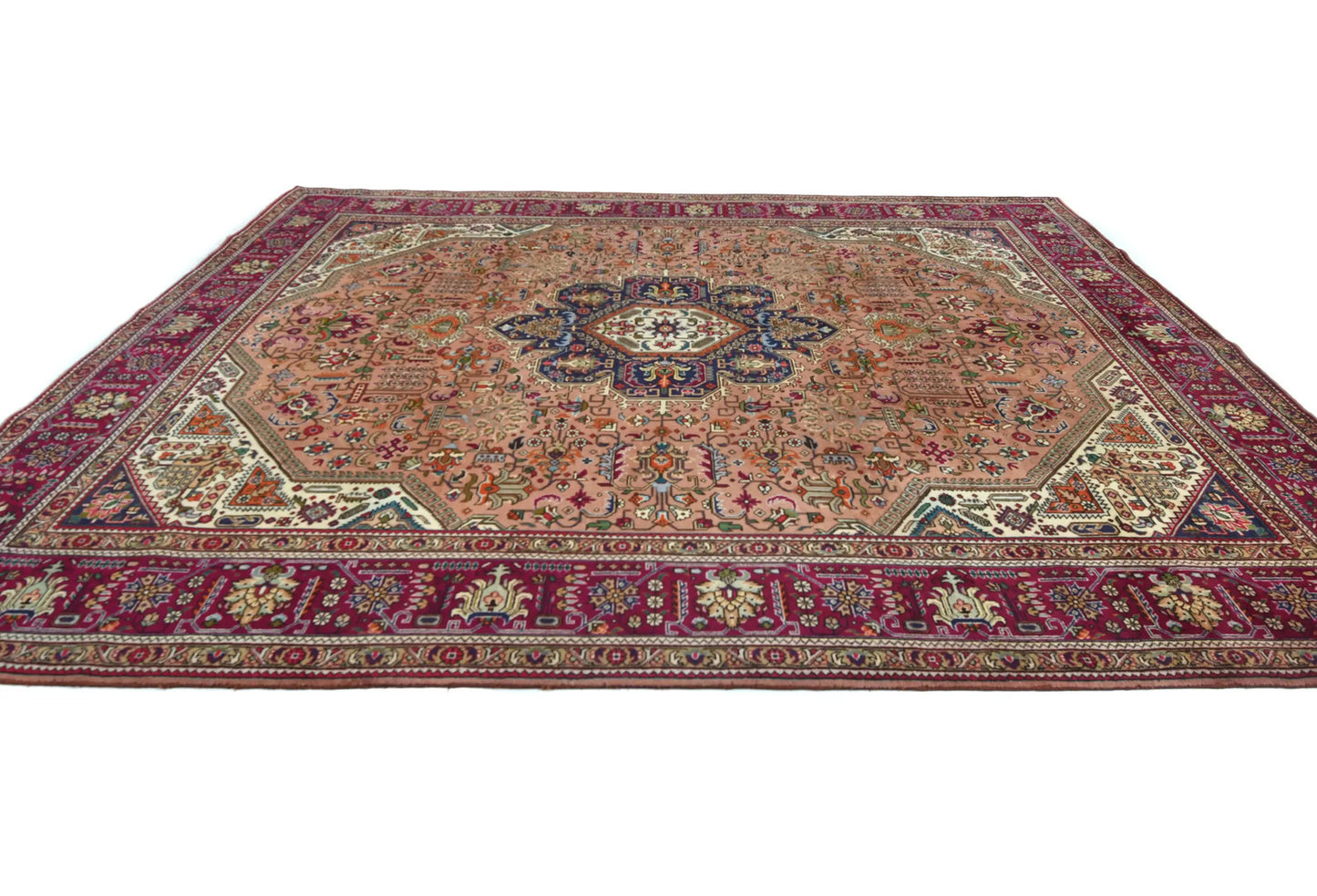 Oriental Rug Hand Knotted Vintage Carpet Medallion Design Dining Room