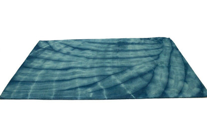 Hand-Tufted Ocean Blue Tie-Dye Wool Rug Modern