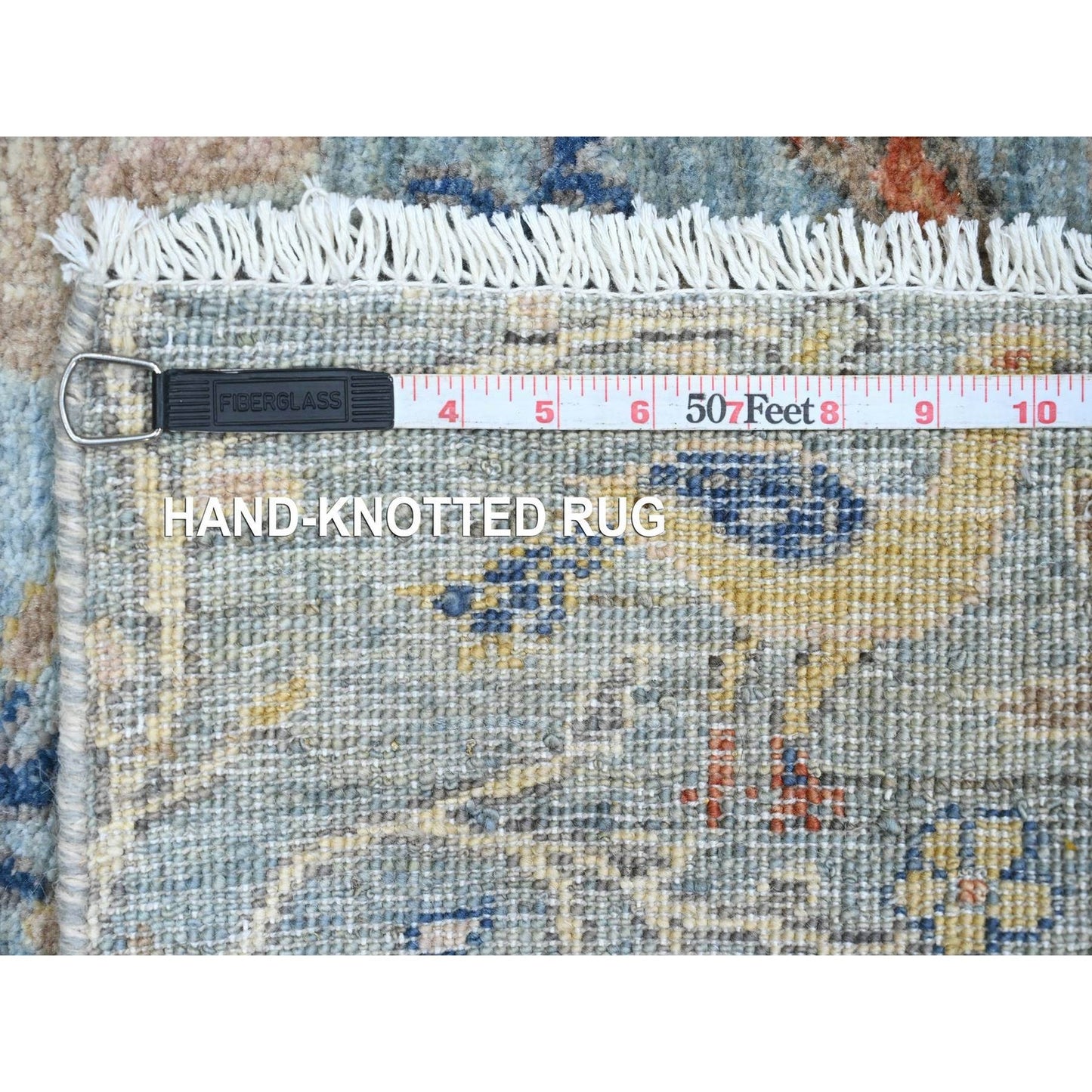 2'X6'1" Blue Afghan Peshawar Birds Design Hand Knotted Wool Runner Rug
