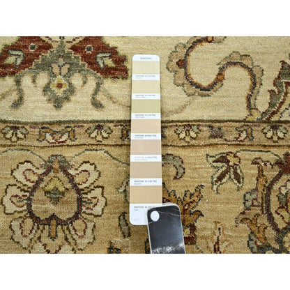 5'8"X7'10" Ivory Agra Ziegler Design Leaf Pattern Hand Knotted Wool Rug