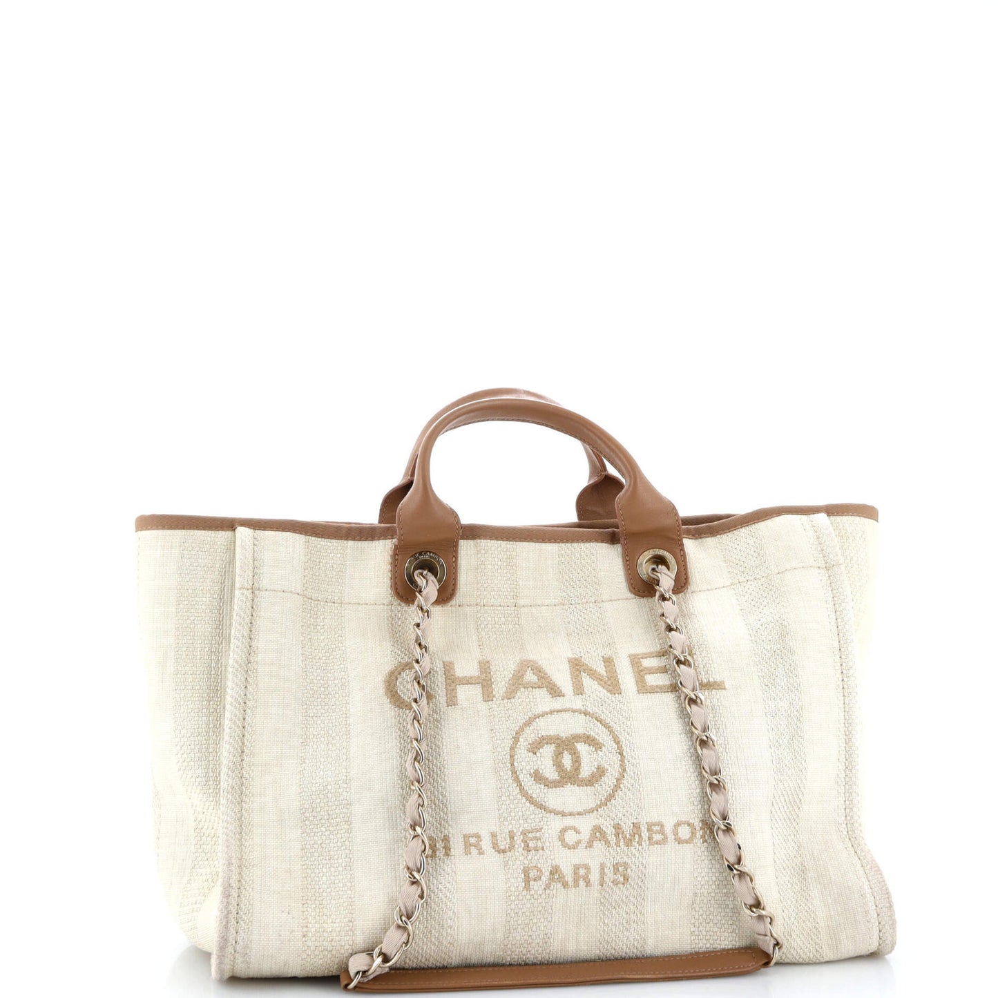 Chanel Deauville Tote Striped Mixed Fibers Medium