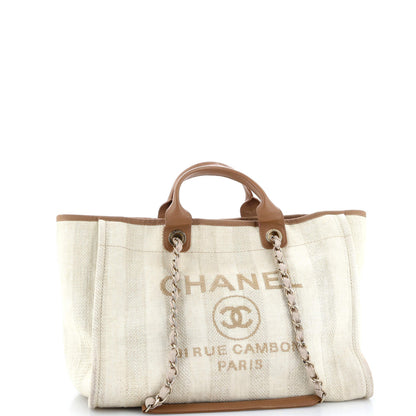 Chanel Deauville Tote Striped Mixed Fibers Medium