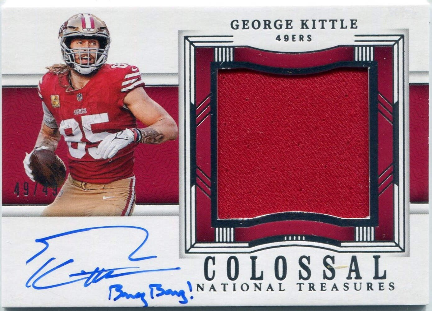 George Kittle 2023 Panini National Treasures Jersey/Autographed W/Inscription Ca