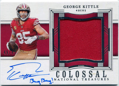 George Kittle 2023 Panini National Treasures Jersey/Autographed W/Inscription Ca