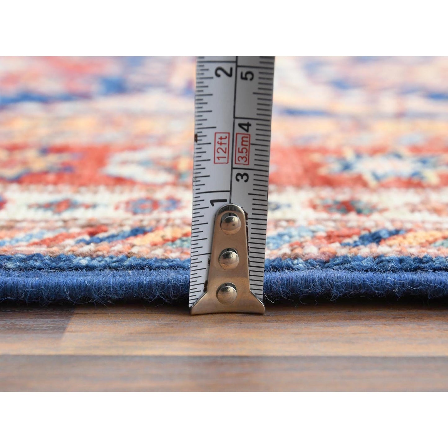 2'10"X11' Shiny Wool Hand Knotted Navy Blue Afghan Super Kazak Runner Rug