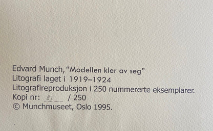 Edvard Munch Museum Lithograph Coa Signed Op Hand