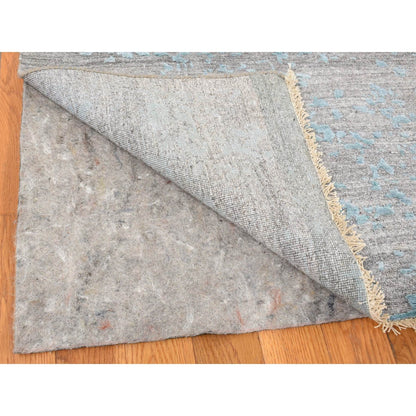 11'8"X11'8" Green Hand Knotted Zoroastrian Design Square Wool, Silk Rug