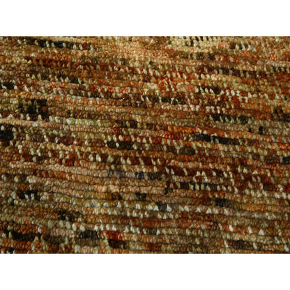 9'4"X12'1" Honey Brown Hand Knotted Rug Organic Wool Grass Design Oriental