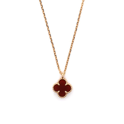 Van Cleef & Arpels Sweet Alhambra Pendant Necklace 18K Rose Gold And Carnelian