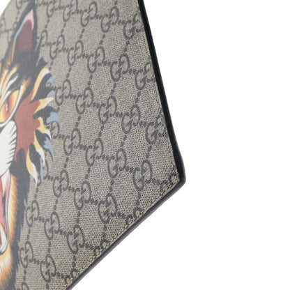 Gucci Zipped Pouch Angry Cat Gg Coated Canvas Large