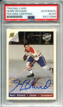 Henri Richard Autographed 1992 Ultimate Trading Card Company Card (Psa)