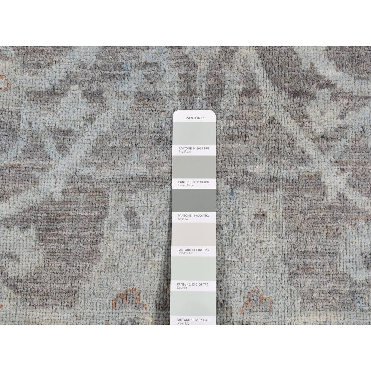 5'9"X9' Arctic Blue Silver Wash Peshawar Hand Knotted Pure Wool Rug