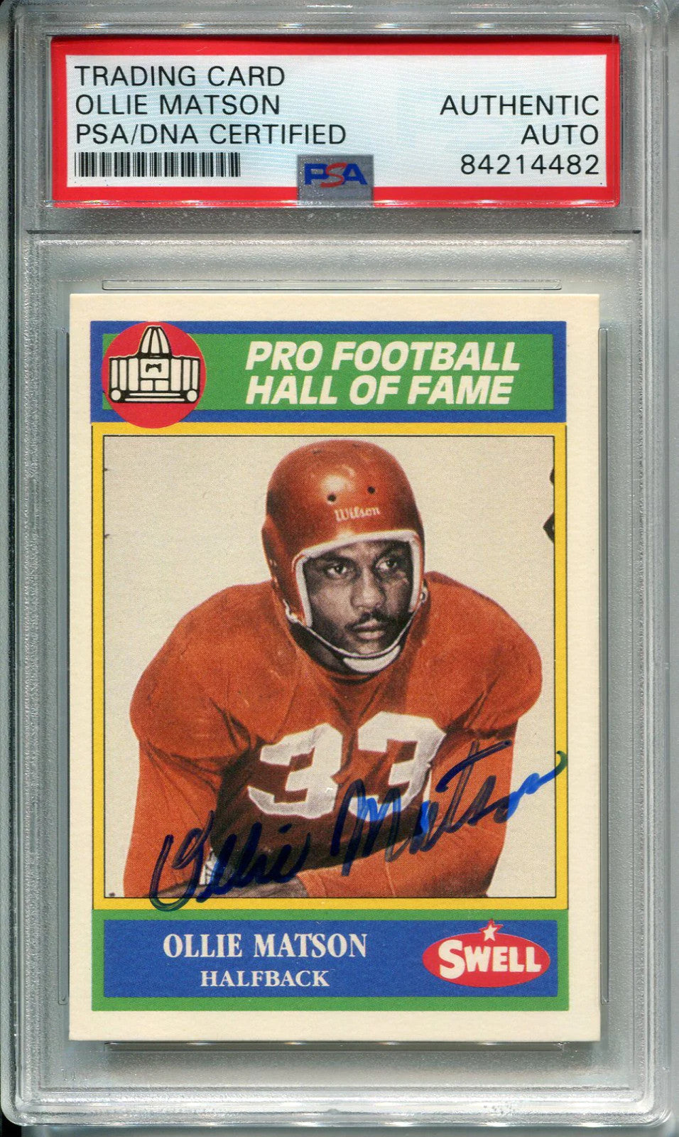 Ollie Matson Autographed 1990 Swell Card #93 (Psa)