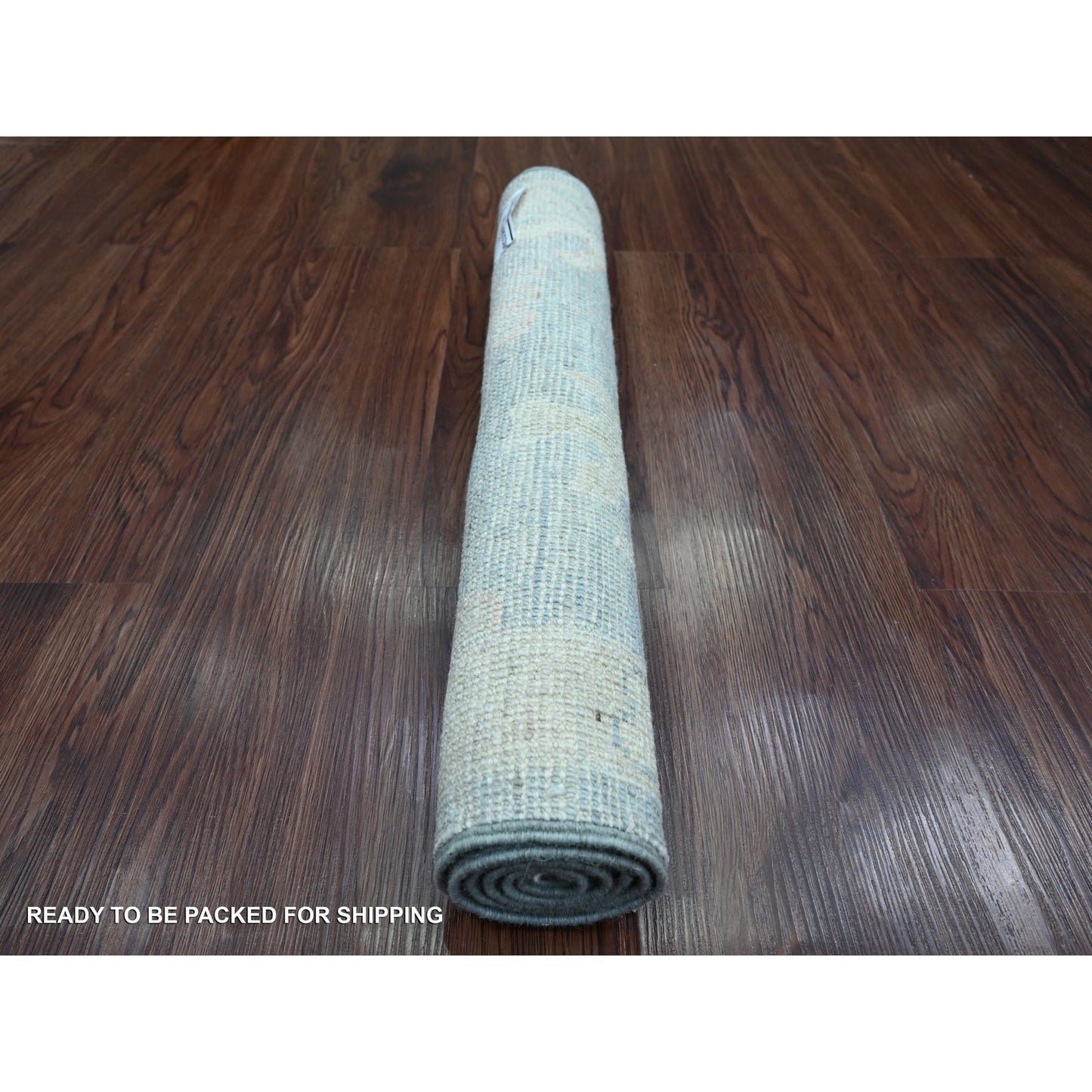 2'1"X3' Mineral Blue Hand Knotted Afghan Angora Oushak 100% Wool Mat Rug