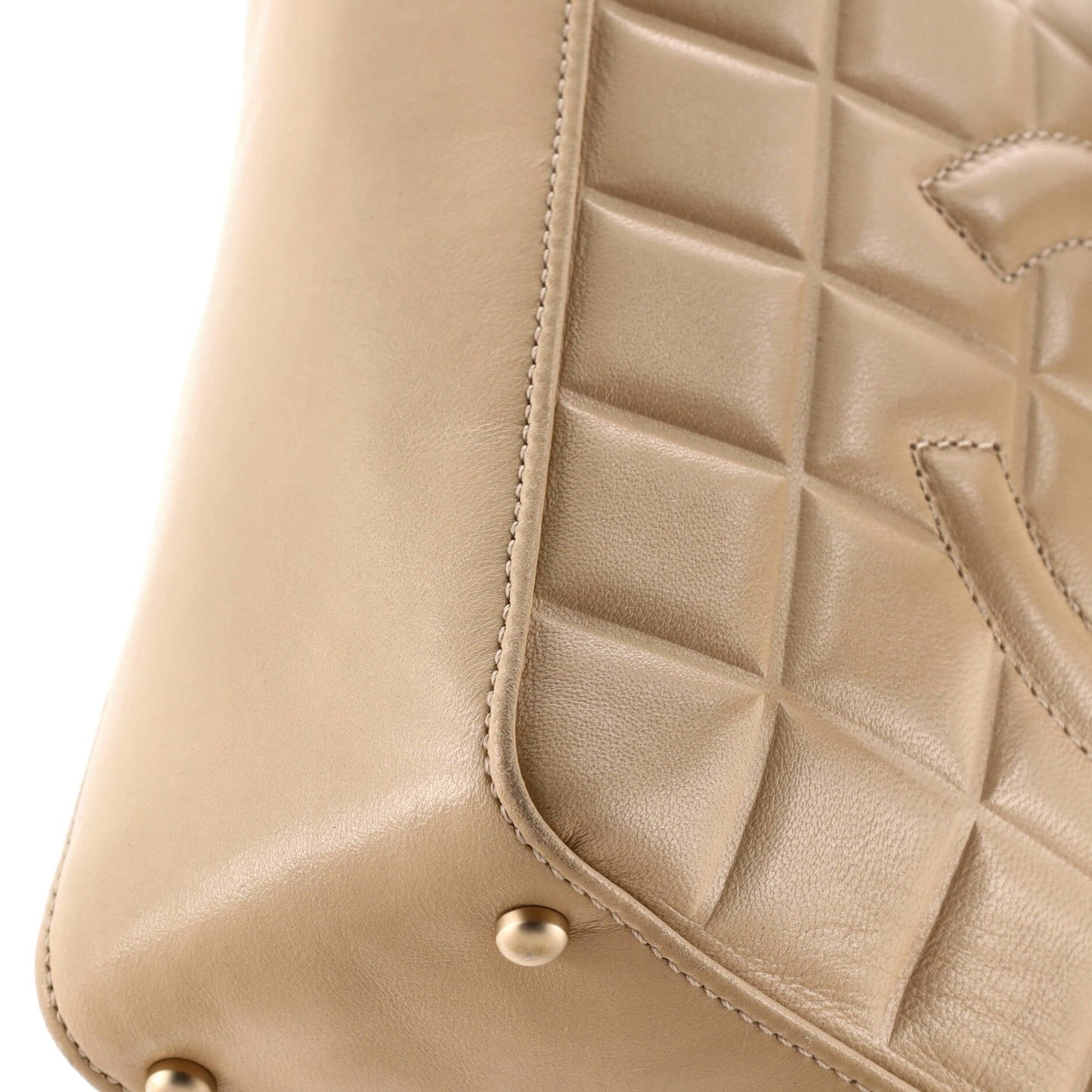 Chanel Chocolate Bar Cc Shoulder Bag Quilted Leather Small