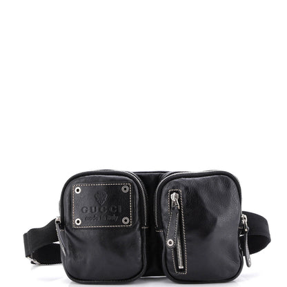 Gucci Crest Double Belt Bag Leather