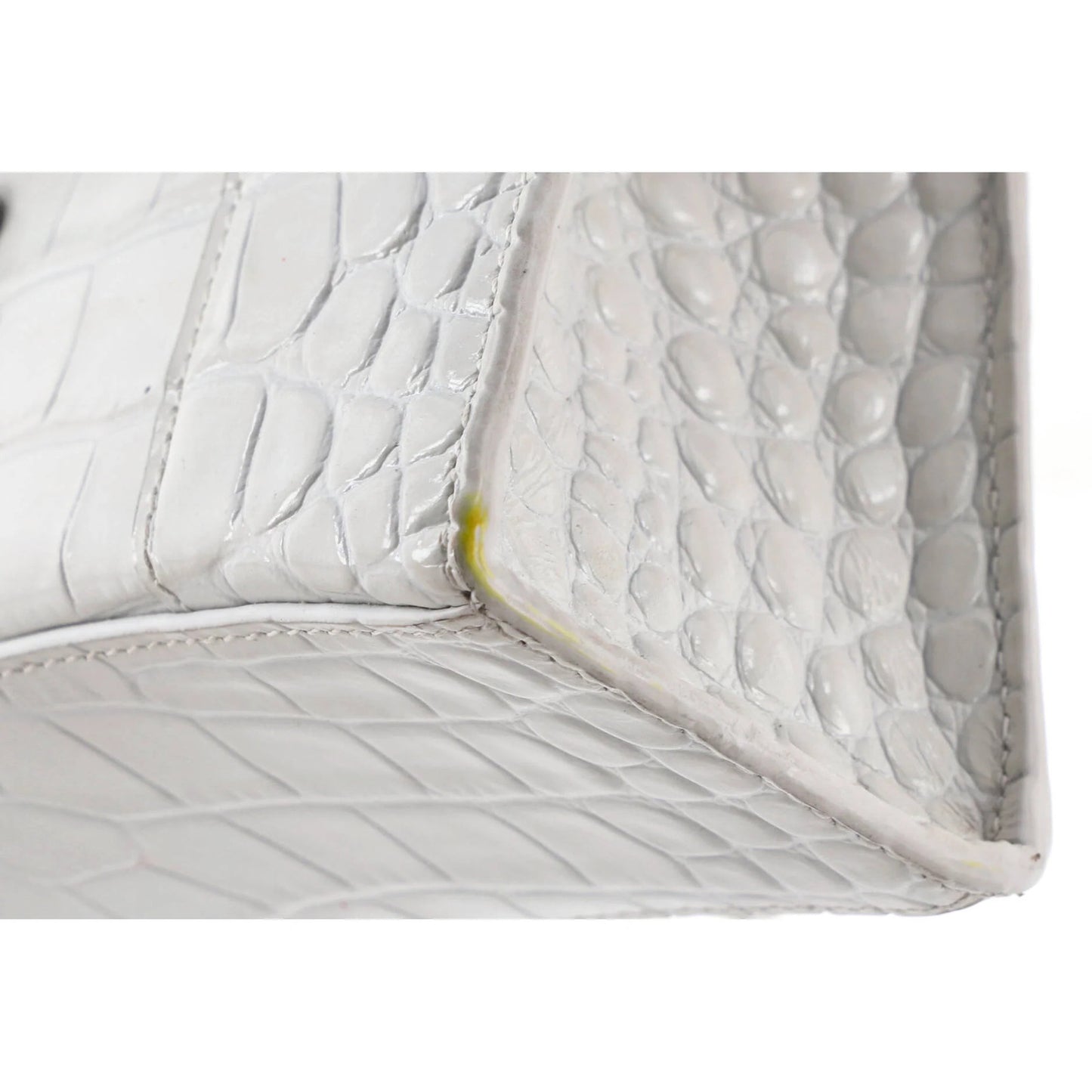 Balenciaga Hourglass Top Handle Bag Crocodile Embossed Leather Xs