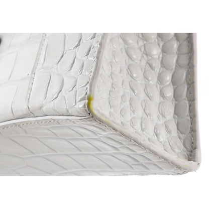 Balenciaga Hourglass Top Handle Bag Crocodile Embossed Leather Xs