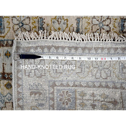 2'8"X10'1" Gray Farsian Village Geometric Wool Hand Knotted Oriental Rug