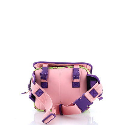 Gucci Buckle Flap Chest Strap Backpack Gg Fabric With Rubber