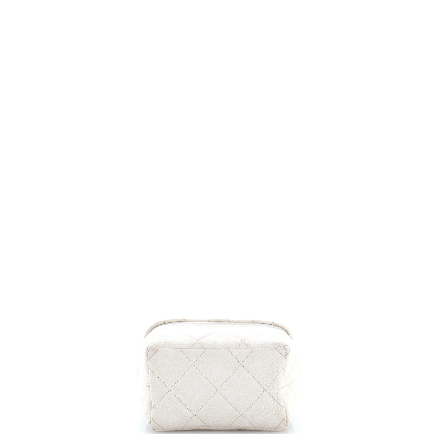 Chanel Top Handle Zip Around Vanity Case With Chain Quilted Caviar Mini