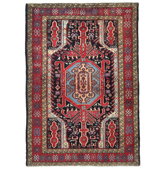 Red Tribal Geometric Design Oriental Rug 4X6 Ft