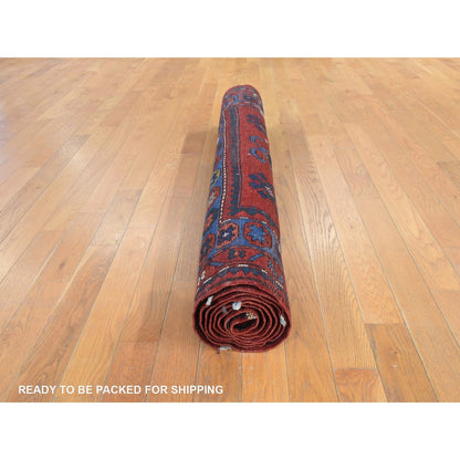 4'4"X8'2" Red Antique Caucasian Rug Armenian Kazak Pure Wool Hand Knotted