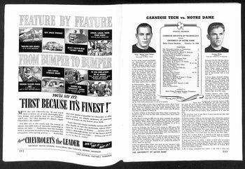 1940 Carnegie Tech Vs Notre Dame Vintage College Football Game Program 194607