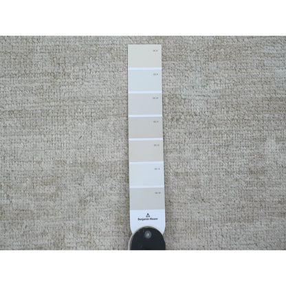 5'X7' Lace White Hand Knotted Afghan Angora Oushak Pure Wool Rug