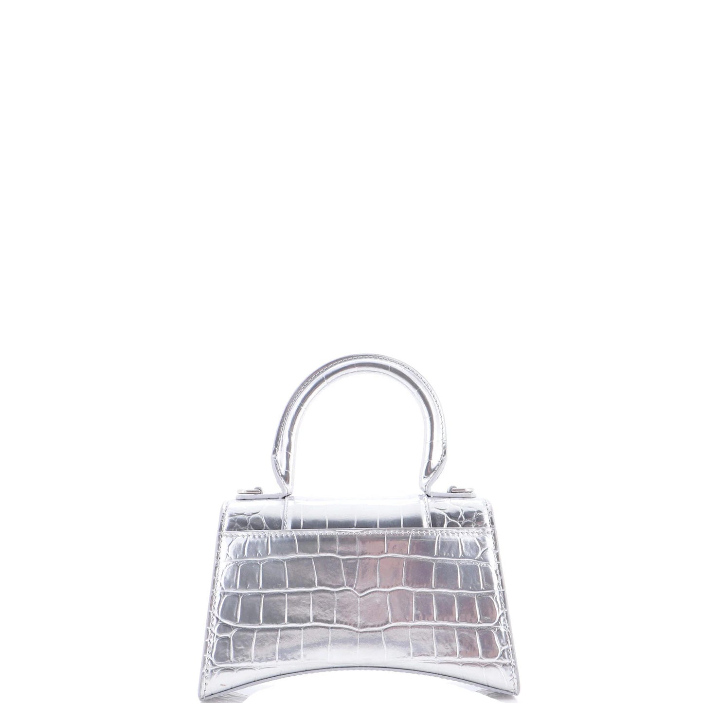 Balenciaga Hourglass Top Handle Bag Crocodile Embossed Leather Xs