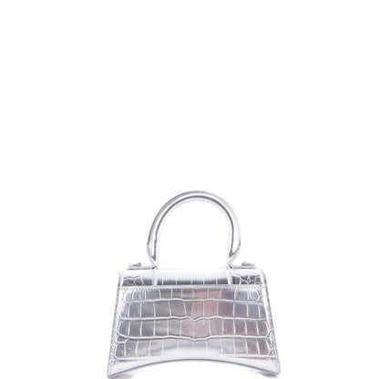 Balenciaga Hourglass Top Handle Bag Crocodile Embossed Leather Xs
