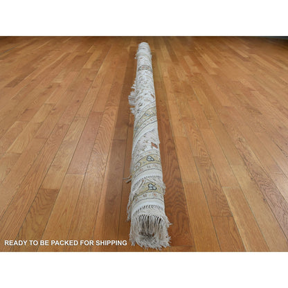 9'1"X9'1" Ivory Silken Tebraz Design 300 Kpsi Hand Knotted Round Rug