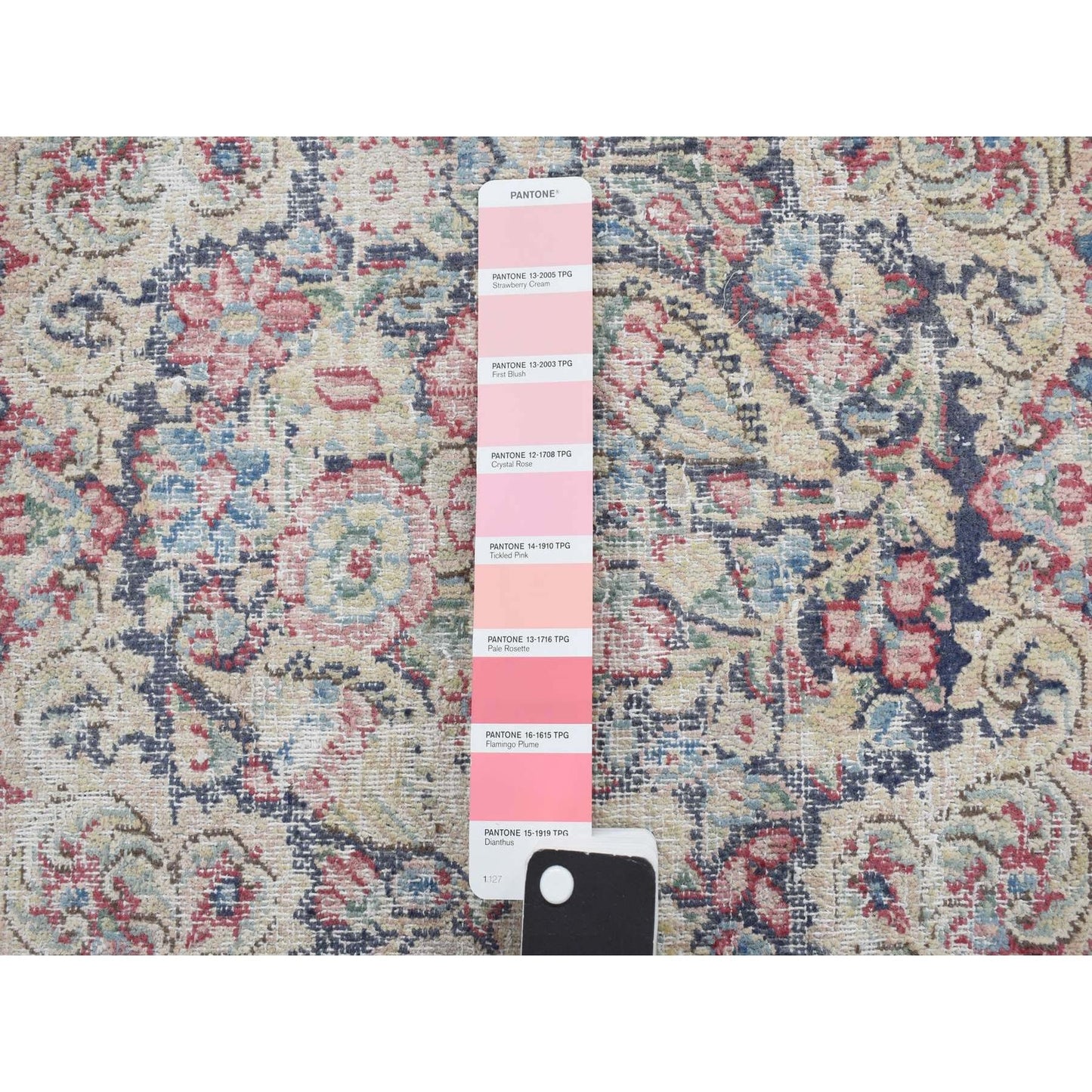 1'6"X2' Blue Wool Old And Worn Zoroastrian Karman Hand Knotted Mat Rug