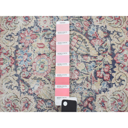 1'6"X2' Blue Wool Old And Worn Zoroastrian Karman Hand Knotted Mat Rug