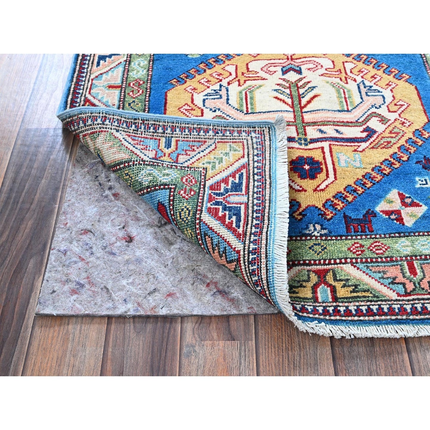 2'9"X8'2" Bayern Blue Kazak Hand Knotted Soft Wool Runner Oriental Rug