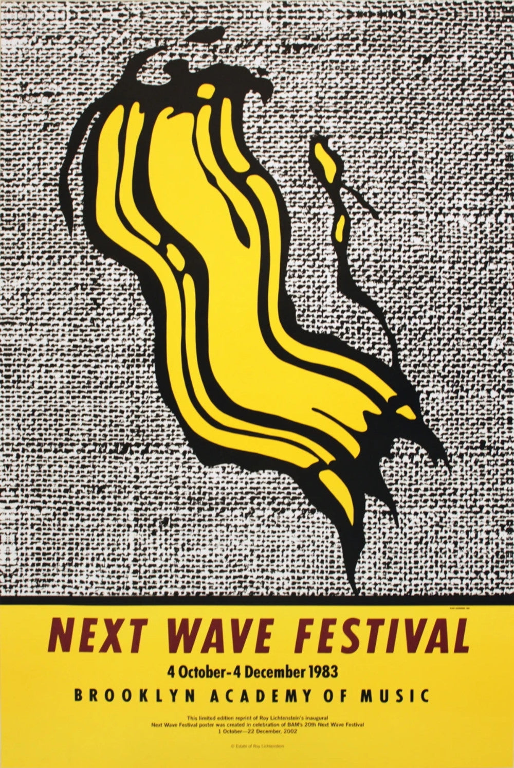 Roy Lichtenstein Next Wave Festival " Poster Pop Art Yellow, Gray